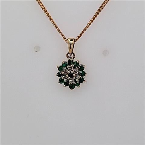 9ct. Emeralds/Diamonds Pendant