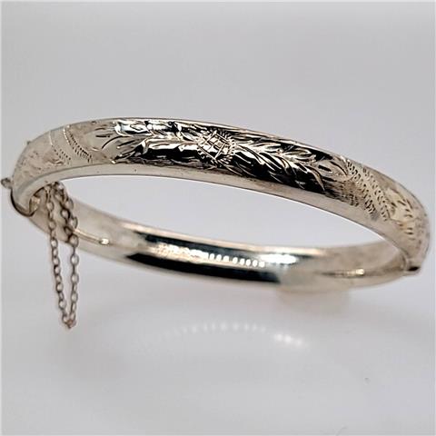 Silver Engraved Bangle