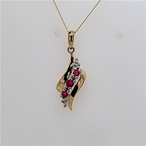 Ruby and Diamond Twist Pendant