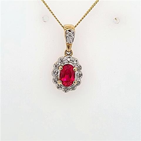Diamonds and created Ruby pendant