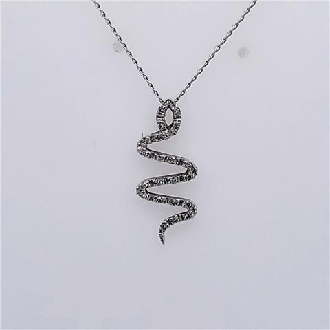 White Gold 21 Diamonds Snake Pendant