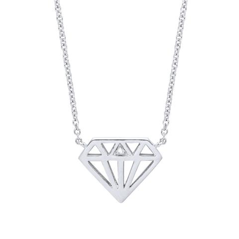 Diamond set ' Diamond' shape pendant/chain