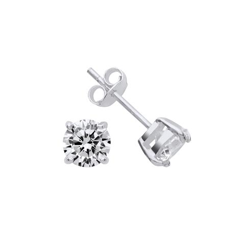 CZ Round Cast Stud Earrings