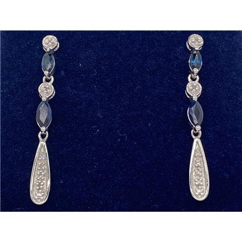 White Gold Sapphire and Diamond Drops