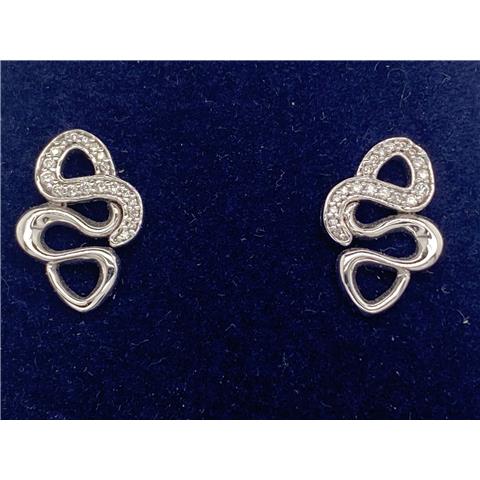 White Gold and Diamond pattern studs