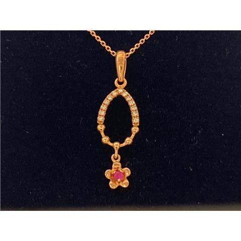 Rose Gold Ruby and Diamond Pendant