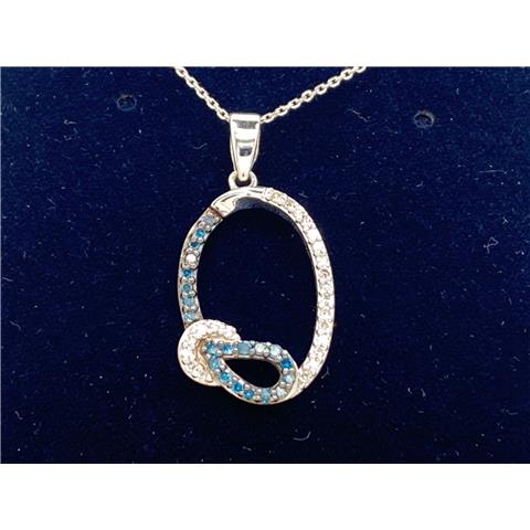 White Gold Blue and White Diamond Pendant