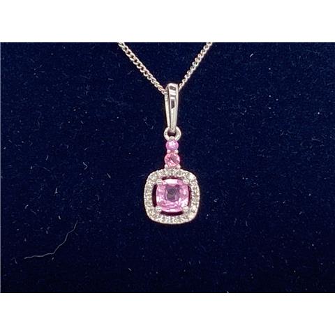 Pink Sapphire and Diamond Pendant