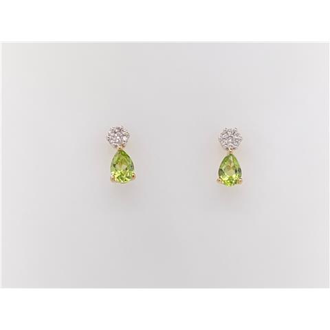 Peridot and Diamond Studs