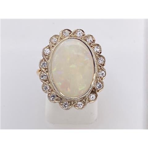 Opal and White Topaz Ring