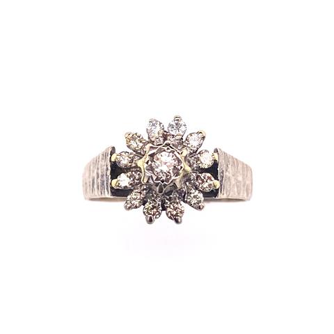 Vintage white gold diamond cluster