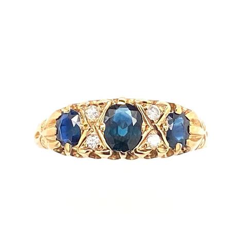 Sapphire and Diamond Victorian Ring