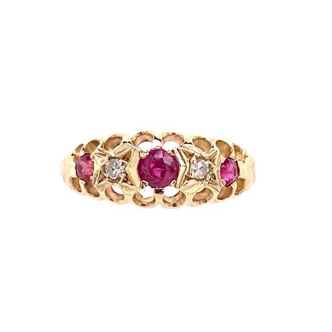 Ruby and Diamond Victorian Set Ring