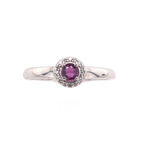 White Gold Ruby And Diamond Cluster