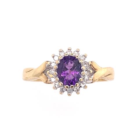 Amethyst and Diamond Cluster