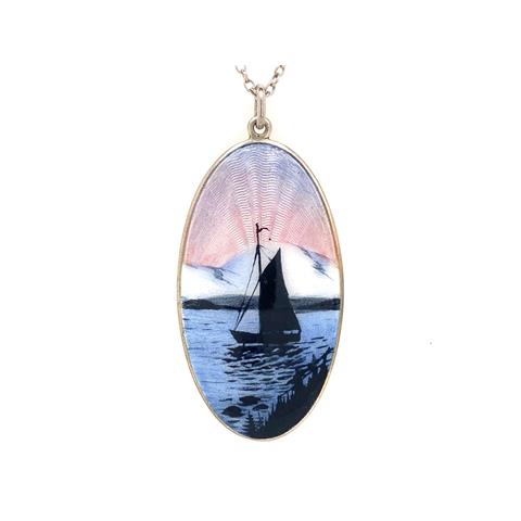 Enamel Sailboat Art Pendant