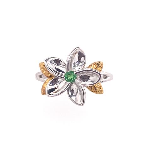 Silver and Gold Flower Ring
