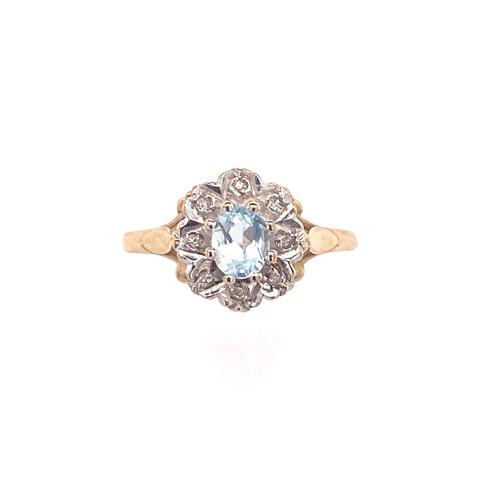 Sky Bue Topaz and Diamond cluster