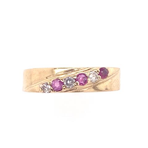 Diagonal Ruby and Diamond Band