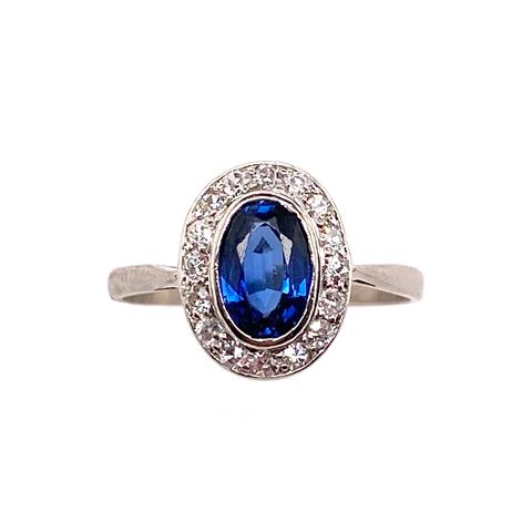 Rich Blue Sapphire and Diamond Cluster