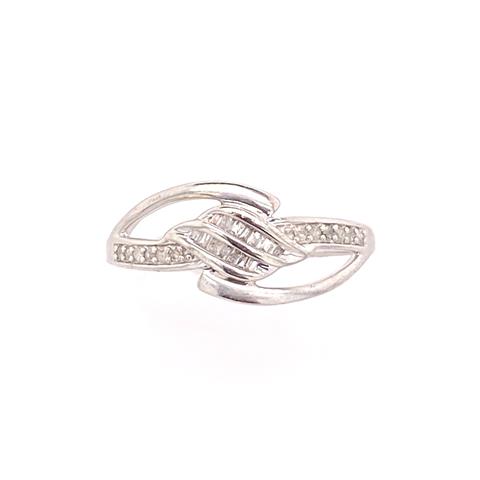 Sterling Silver and Diamond Crossover Band