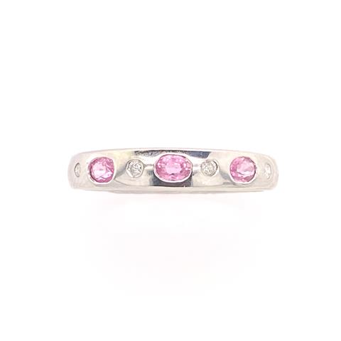 Pink Sapphire White Gold and Diamond Band