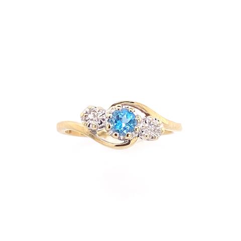 Sky Blue Topaz and Diamond Ring