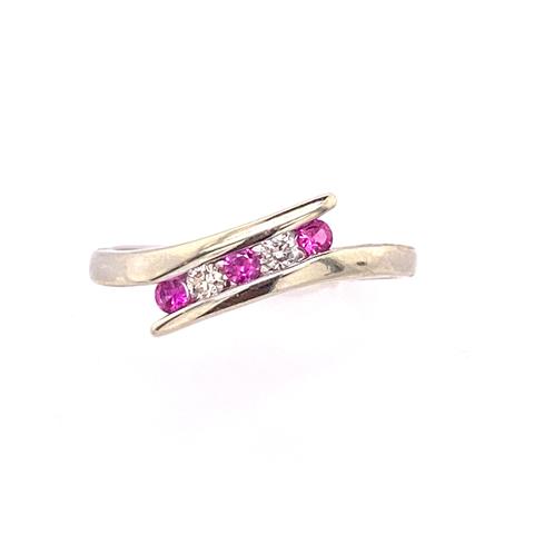 White Gold Ruby and Diamond Crossover