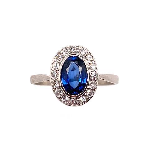 Rich Blue Sapphire and Diamond Cluster