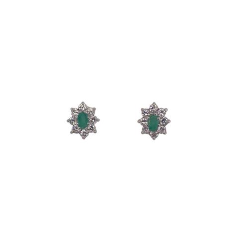 Emerald and CZ Earrings