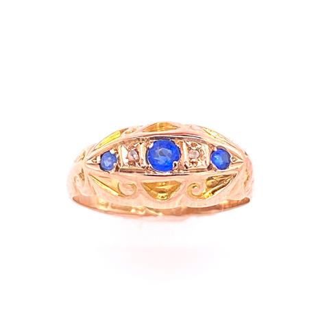 Rose Gold Sapphire and Diamond Boat Ring