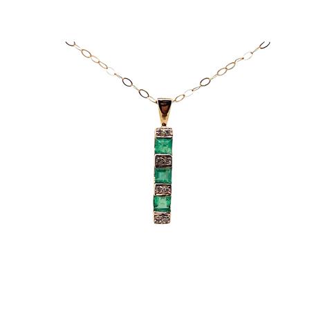 Emerald and Diamond Stick Pendant