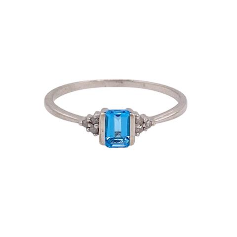 Swiss Blue Topaz and Diamond Ring