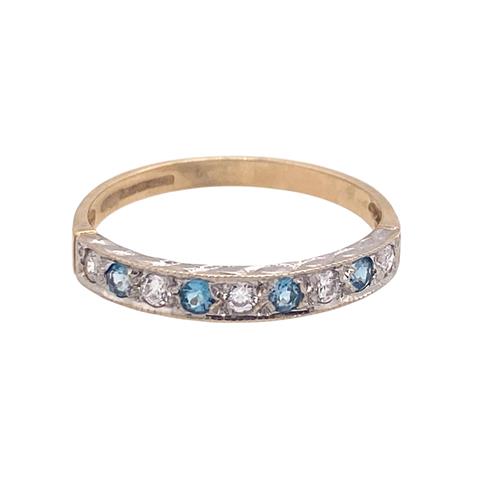 CZ and Swiss Blue Topaz eternity ring