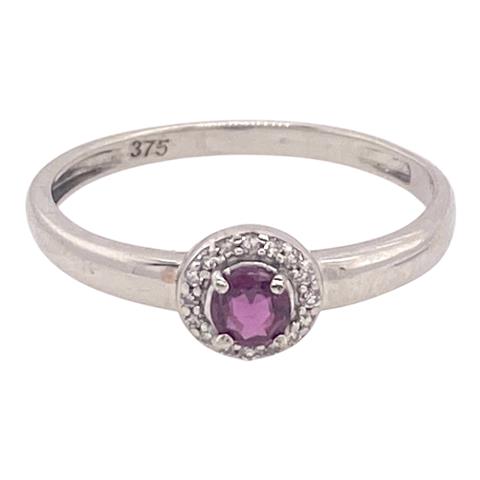 White Gold Ruby And Diamond Cluster