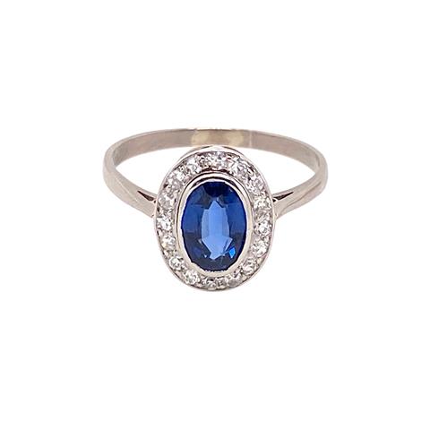 Rich Blue Sapphire and Diamond Cluster