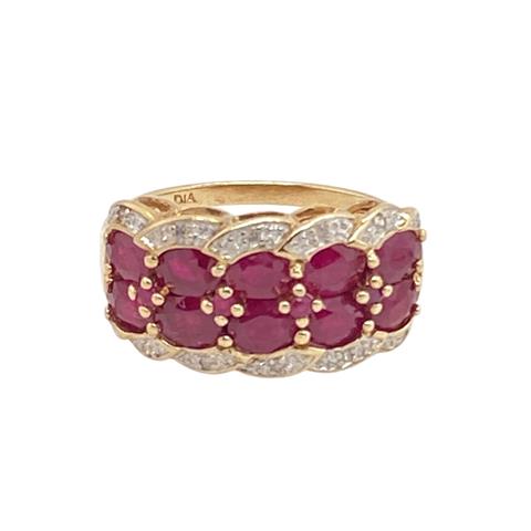 2 Row Ruby and Diamond Ring