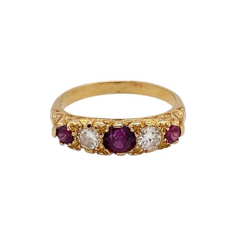 Ruby and Diamond Victorian Ring