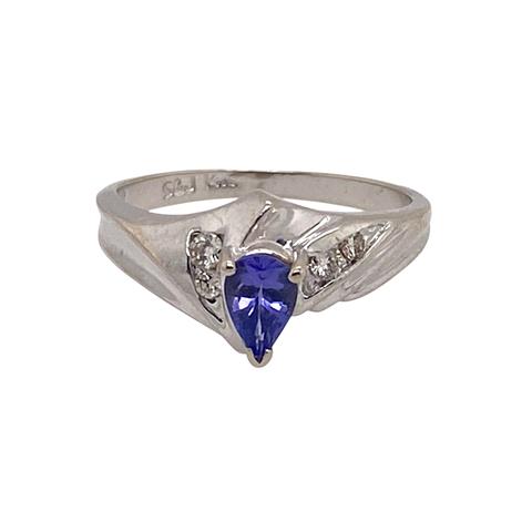 White Gold Tanzanite and Diamond Ring