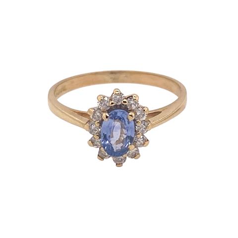 Oval Aquamarine and Diamond Cluster