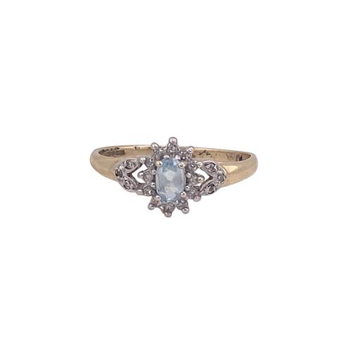 Aquamarine and Diamond Cluster
