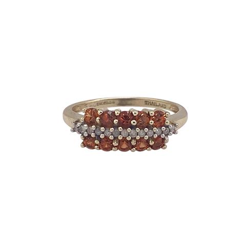 Orange Sapphire and Diamond Band