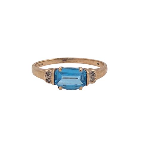 Swiss Blue Topaz and Diamond Ring